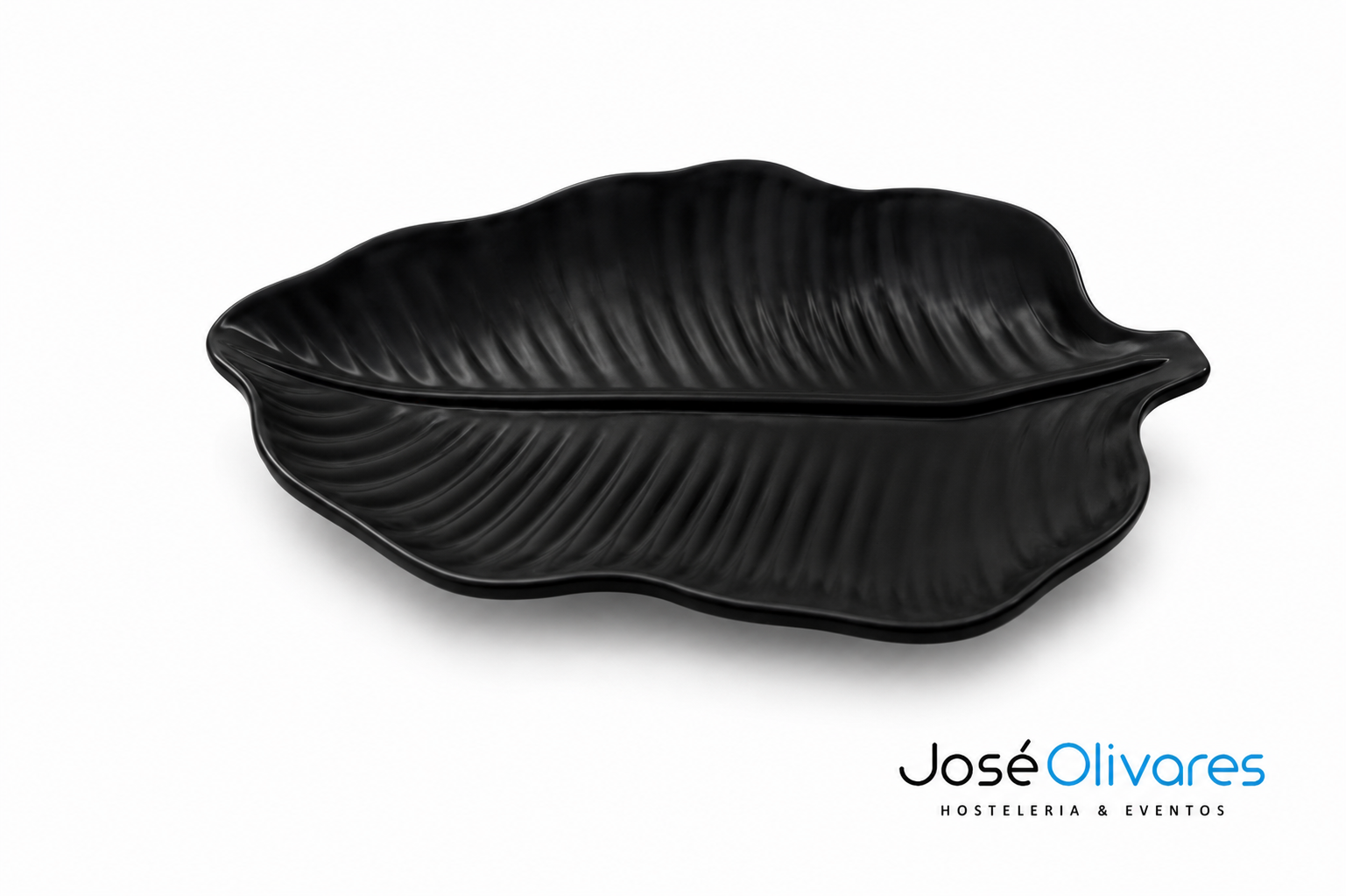 Bandeja Melamina Hoja Negra 42 x 28 Cm