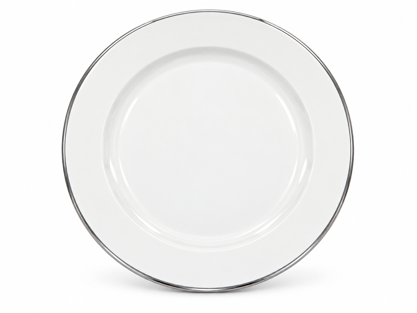Plato Presentación Porcelana Marfil ( Borde Plata )